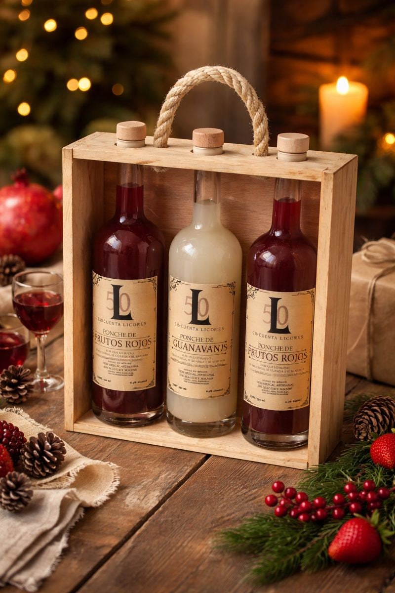 Caja de madera con Tapa 3x750 mL